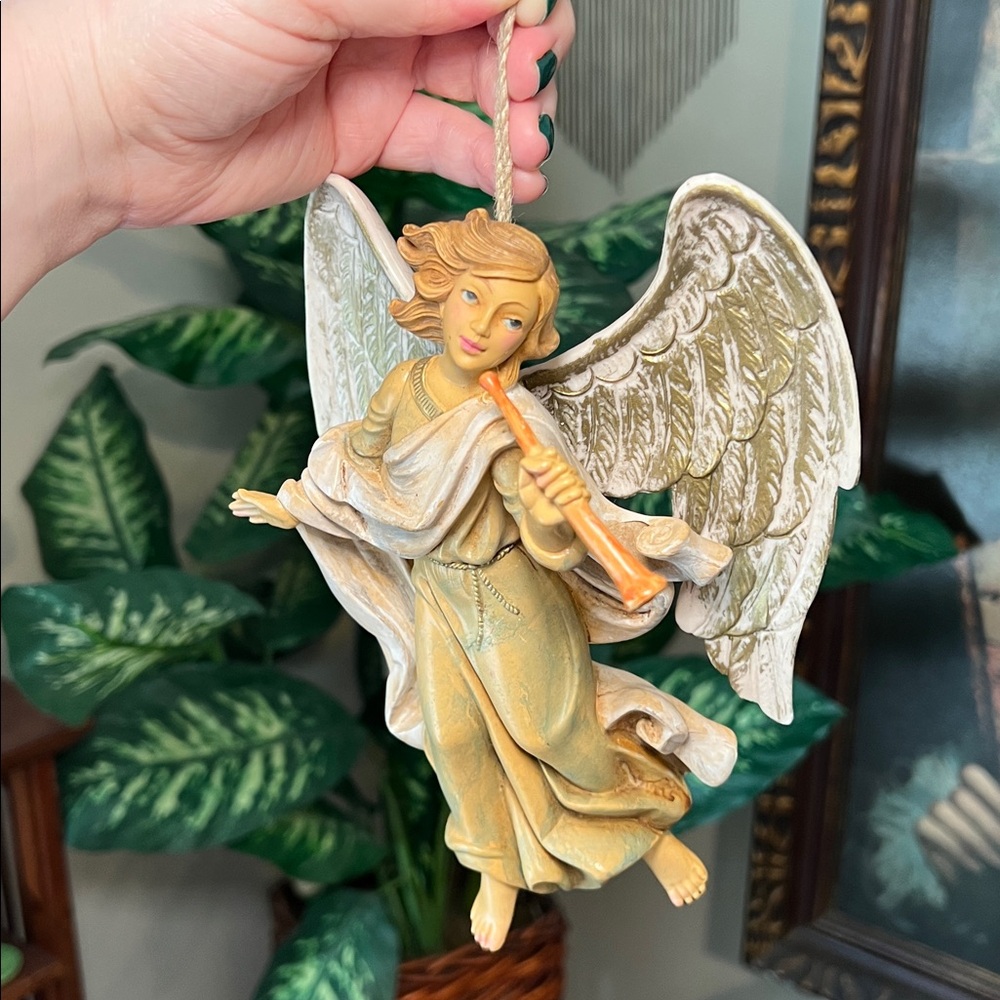 VTG Fontanini Italy Angel Cherub with Horn Nativity Decor Ornament Wall Hanging